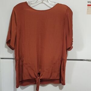 a new day Women's Terracotta Tie-front Blouse Size Large